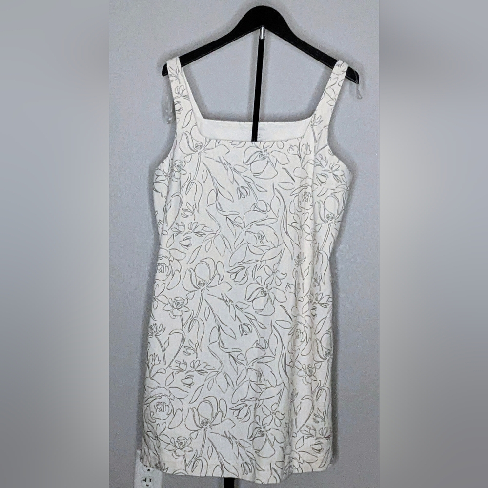 A New Day Large White Dress With Simple Black Floral Design